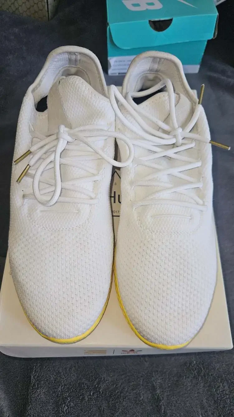 Adidas x Pharrell Williams Tennis Hu Sneakers (BY2674) White/Yellow